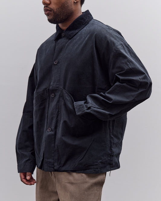 7115 by Szeki Waxed Panel Pockets Shirt Jacket Unisex, Navy Black