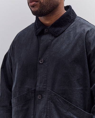 7115 by Szeki Waxed Panel Pockets Shirt Jacket Unisex, Navy Black