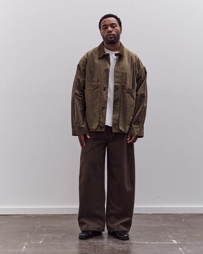 7115 by Szeki Waxed Panel Pockets Shirt Jacket Unisex, Olive Brown