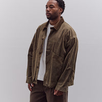 7115 by Szeki Waxed Panel Pockets Shirt Jacket Unisex, Olive Brown