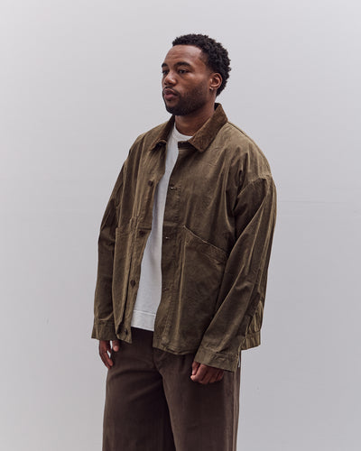 7115 by Szeki Waxed Panel Pockets Shirt Jacket Unisex, Olive Brown