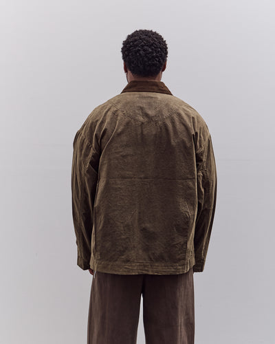 7115 by Szeki Waxed Panel Pockets Shirt Jacket Unisex, Olive Brown