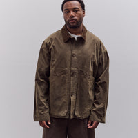 7115 by Szeki Waxed Panel Pockets Shirt Jacket Unisex, Olive Brown