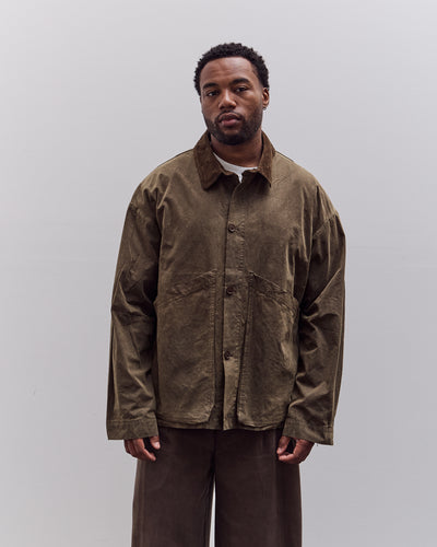 7115 by Szeki Waxed Panel Pockets Shirt Jacket Unisex, Olive Brown