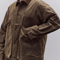 7115 by Szeki Waxed Panel Pockets Shirt Jacket Unisex, Olive Brown