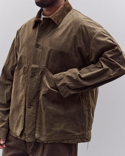 7115 by Szeki Waxed Panel Pockets Shirt Jacket Unisex, Olive Brown
