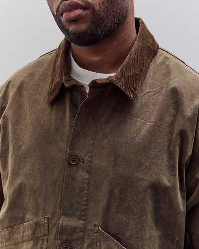7115 by Szeki Waxed Panel Pockets Shirt Jacket Unisex, Olive Brown