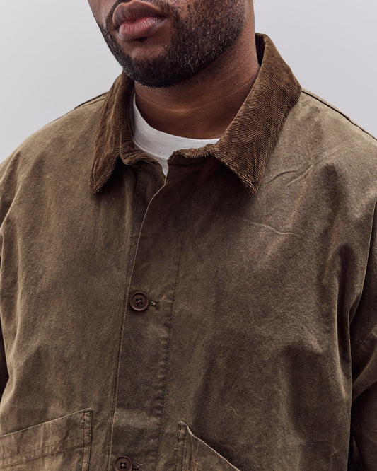 7115 by Szeki Waxed Panel Pockets Shirt Jacket Unisex, Olive Brown