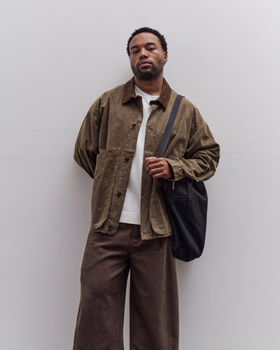 7115 by Szeki Waxed Panel Pockets Shirt Jacket Unisex, Olive Brown
