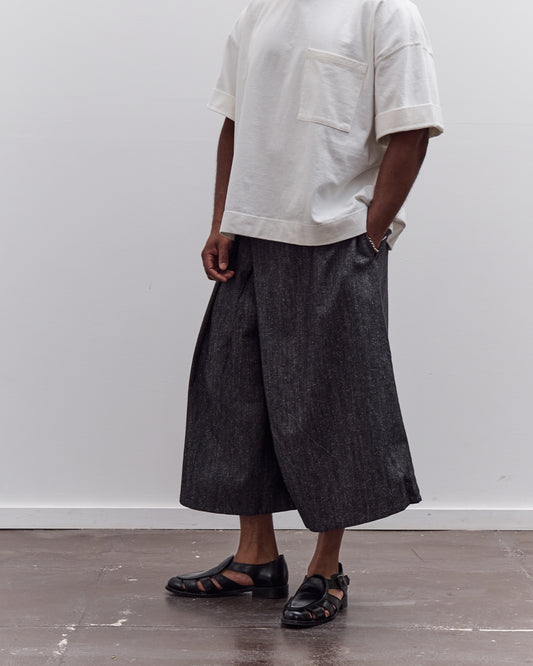 7115 by Szeki Soft Denim Pleated Culotte Unisex, Black