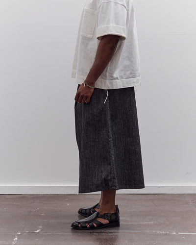 7115 by Szeki Soft Denim Pleated Culotte Unisex, Black