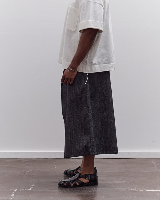 7115 by Szeki Soft Denim Pleated Culotte Unisex, Black