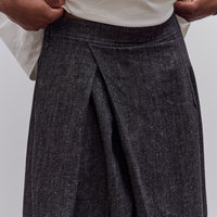 7115 by Szeki Soft Denim Pleated Culotte Unisex, Black
