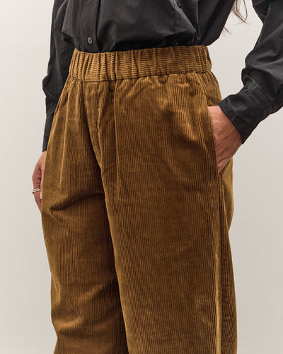 7115 by Szeki Corduroy Elastic Pull-Up Trouser, Sepia Brown