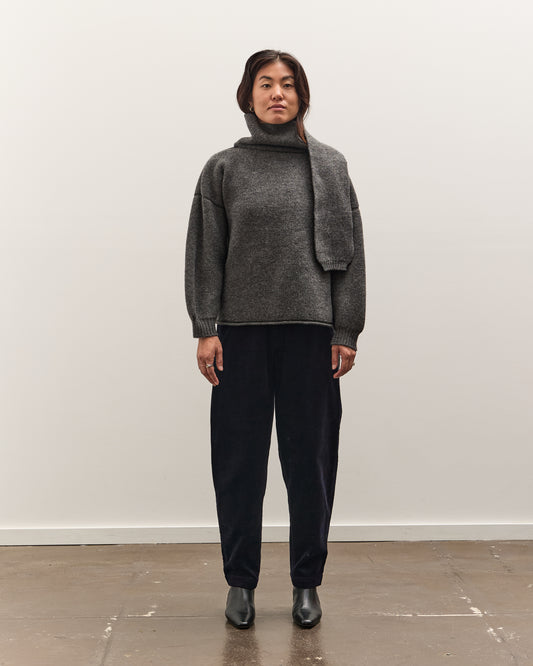 7115 by Szeki Corduroy Elastic Pull-Up Trouser, Black