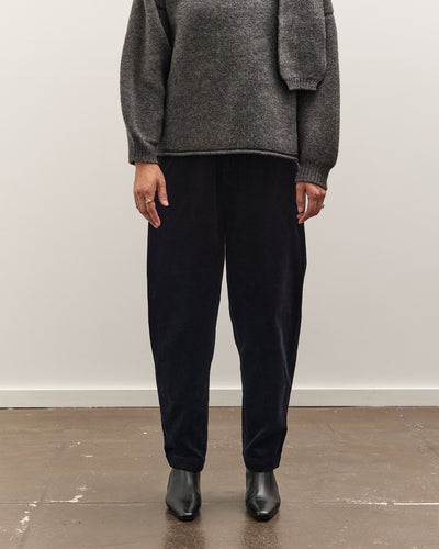 7115 by Szeki Corduroy Elastic Pull-Up Trouser, Black