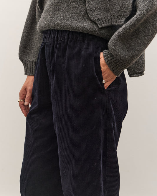 7115 by Szeki Corduroy Elastic Pull-Up Trouser, Black