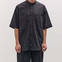 7115 by Szeki Unisex Double Pocket Shirt, Textured Black