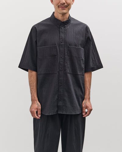 7115 by Szeki Unisex Double Pocket Shirt, Textured Black
