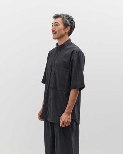 7115 by Szeki Unisex Double Pocket Shirt, Textured Black