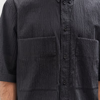 7115 by Szeki Unisex Double Pocket Shirt, Textured Black