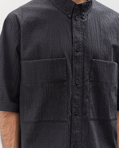 7115 by Szeki Unisex Double Pocket Shirt, Textured Black