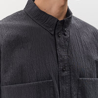 7115 by Szeki Unisex Double Pocket Shirt, Textured Black