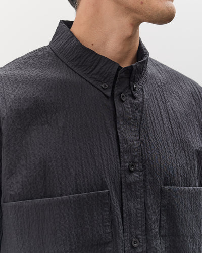 7115 by Szeki Unisex Double Pocket Shirt, Textured Black