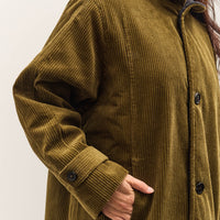 7115 by Szeki Padded Corduroy Fleece Coat, Deep Olive