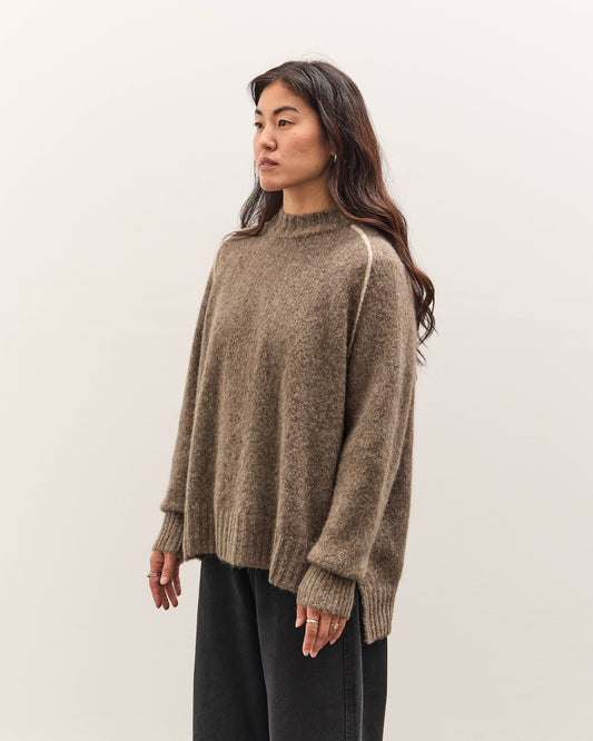 7115 by Szeki Rolled Seamed Pullover, Light Umber