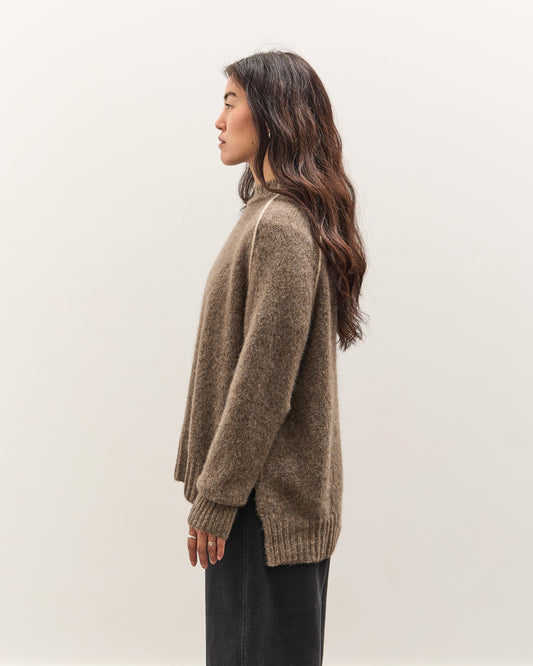 7115 by Szeki Rolled Seamed Pullover, Light Umber