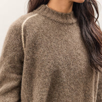 7115 by Szeki Rolled Seamed Pullover, Light Umber