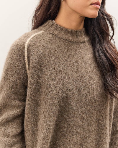 7115 by Szeki Rolled Seamed Pullover, Light Umber
