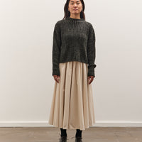 7115 by Szeki Striped Ribbed Mockneck, Gray Black