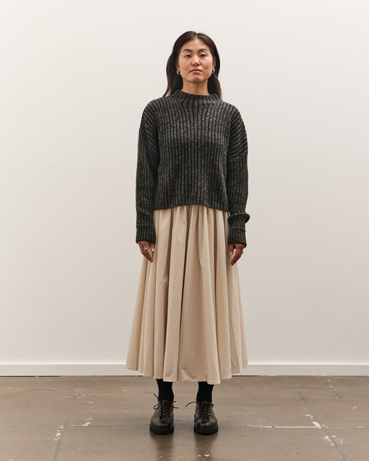 7115 by Szeki Striped Ribbed Mockneck, Gray Black