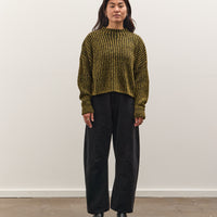 7115 by Szeki Striped Ribbed Mockneck, Topaz Black