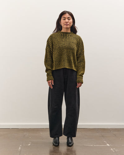 7115 by Szeki Striped Ribbed Mockneck, Topaz Black