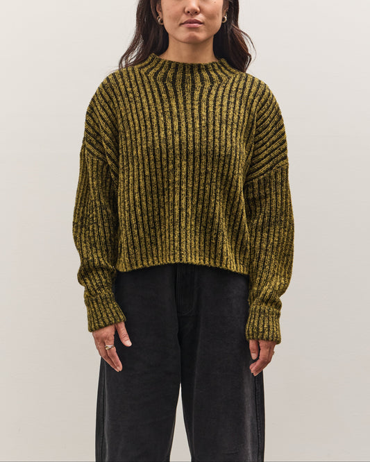 7115 by Szeki Striped Ribbed Mockneck, Topaz Black