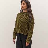 7115 by Szeki Striped Ribbed Mockneck, Topaz Black