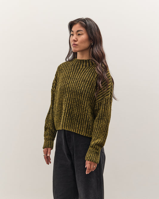 7115 by Szeki Striped Ribbed Mockneck, Topaz Black