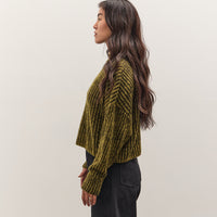 7115 by Szeki Striped Ribbed Mockneck, Topaz Black
