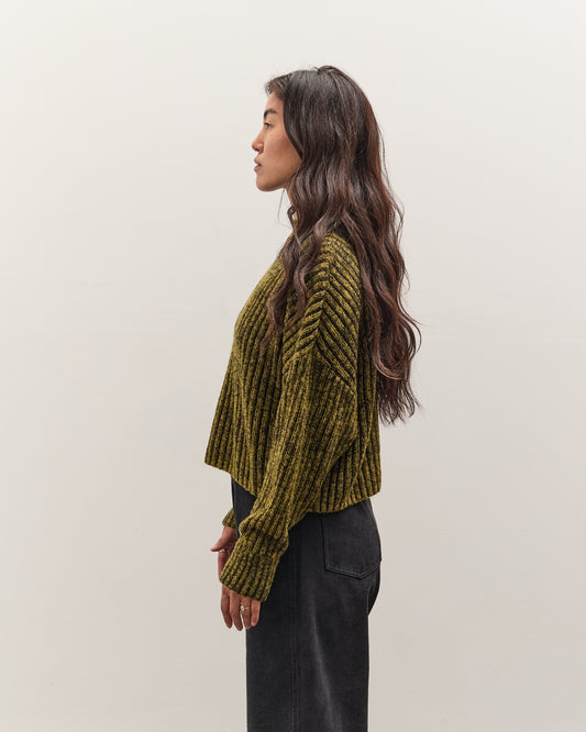 7115 by Szeki Striped Ribbed Mockneck, Topaz Black