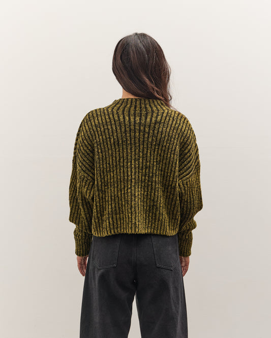 7115 by Szeki Striped Ribbed Mockneck, Topaz Black