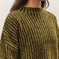 7115 by Szeki Striped Ribbed Mockneck, Topaz Black
