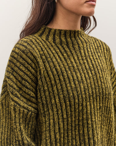 7115 by Szeki Striped Ribbed Mockneck, Topaz Black
