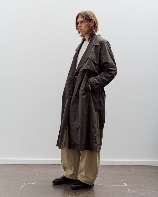 7115 by Szeki Long Rain Trench Unisex, Waxed Edition, Deep Olive
