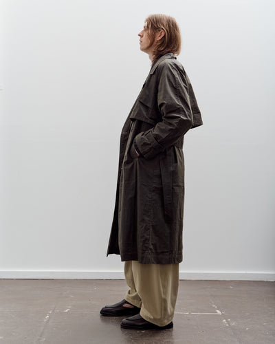 7115 by Szeki Long Rain Trench Unisex, Waxed Edition, Deep Olive