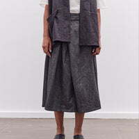 7115 by Szeki Soft Denim Pleated Culotte, Black
