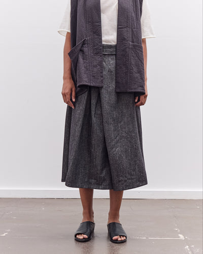 7115 by Szeki Soft Denim Pleated Culotte, Black