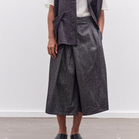 7115 by Szeki Soft Denim Pleated Culotte, Black